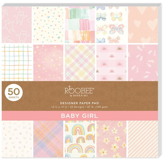 Roobee by Mara Mi Baby Girl Scrapbook Paper  12" x 12" - 24 lb/ 110 GSM, 50 sheets