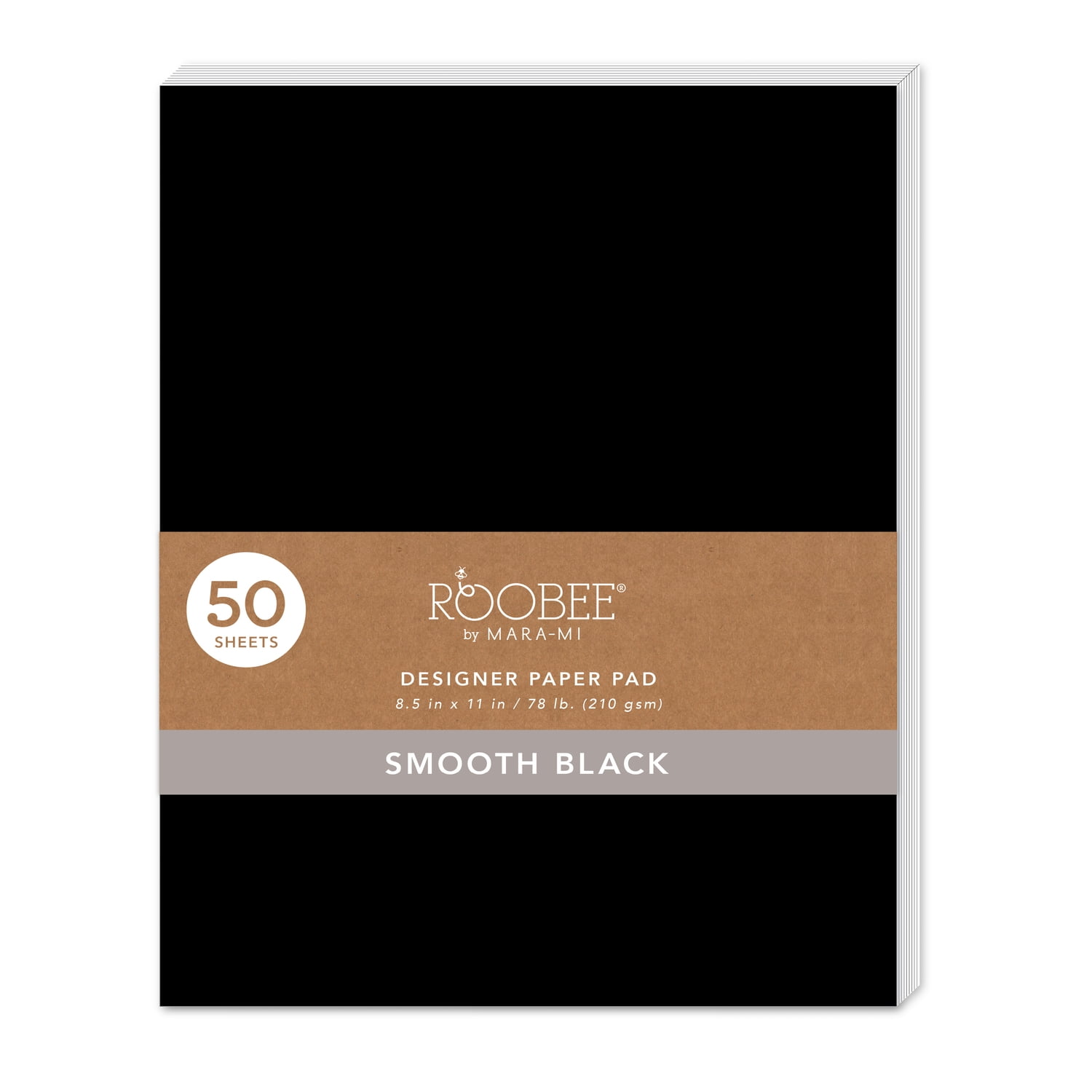 Roobee by Mara-Mi Black Cardstock Smooth Paper Stationery,  8.5" x 11," 210 GSM, 50 Count New