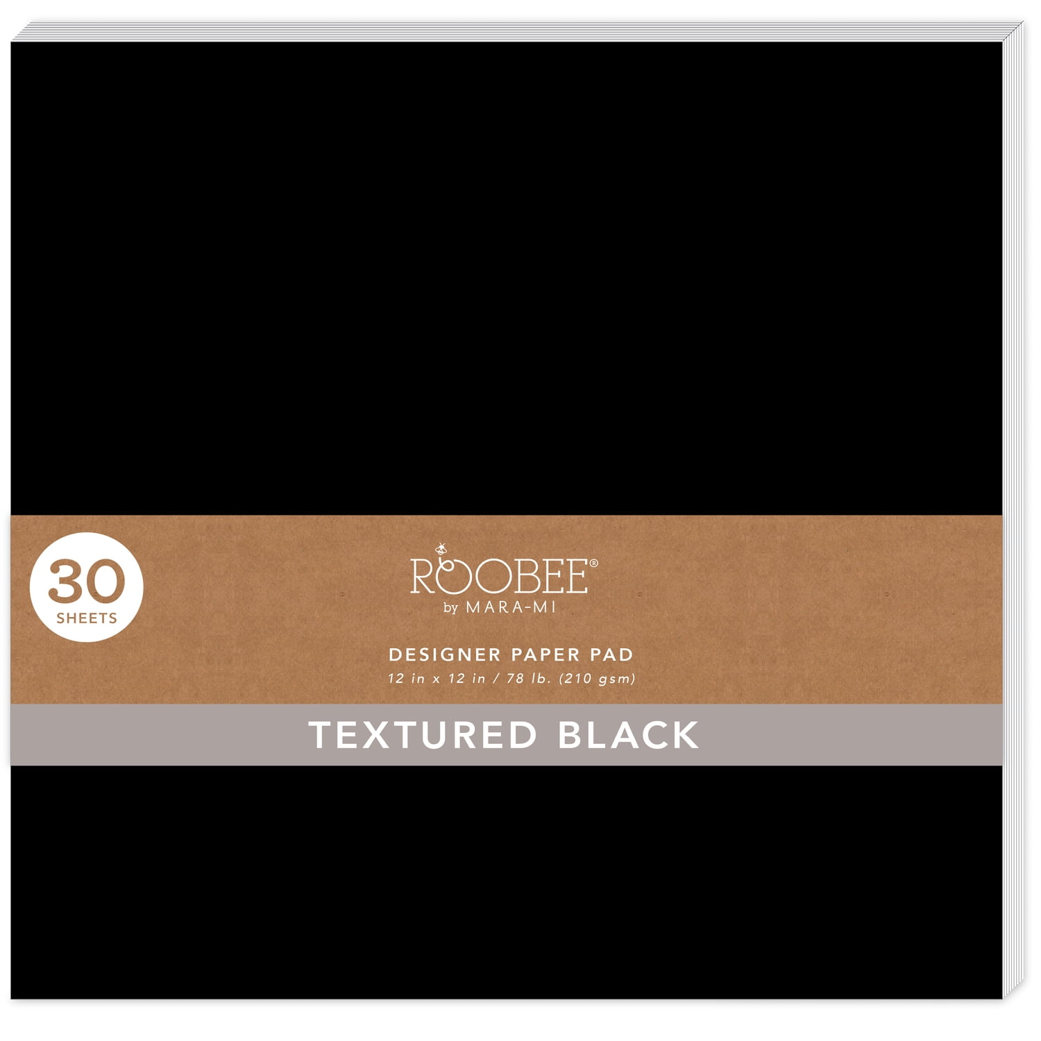 Roobee by Mara-Mi Black Textured Cardstock Paper for Crafts, 12" x 12," 210 GSM, 30 Count New