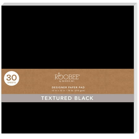 Roobee by Mara-Mi Black Textured Cardstock Paper for Crafts, 12" x 12," 210 GSM, 30 Count New
