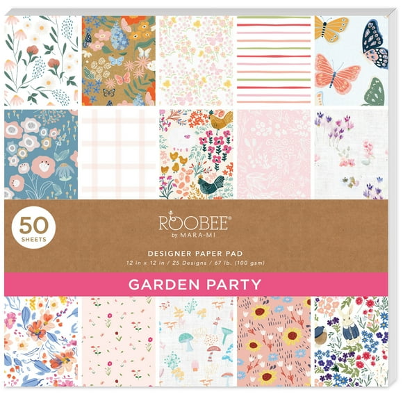 Roobee by Mara Mi Garden Flower Multicolor Scrapbook Paper Pad, 50 Sheets, 25 Designs
