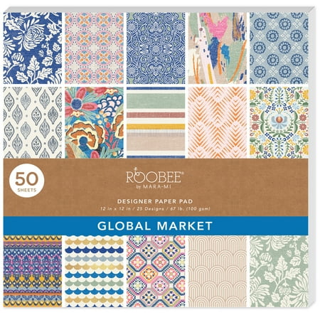 Roobee by Mara-Mi Global Market Paper Pad 12" x 12" - 24 lb/ 110 GSM, 50 sheets