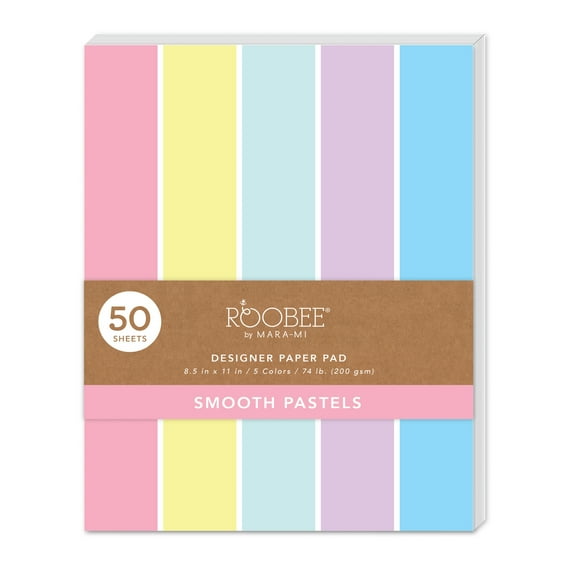 Roobee by Mara-Mi Pastel Multicolor Cardstock, 8.5" x 11," 200GSM, 50 Count