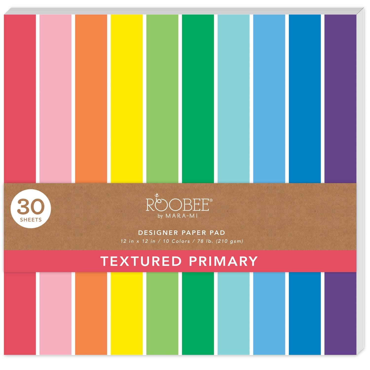 Roobee by Mara-Mi Primary Multicolor Cardstock, 12" x 12", 200GSM, 30 Count New