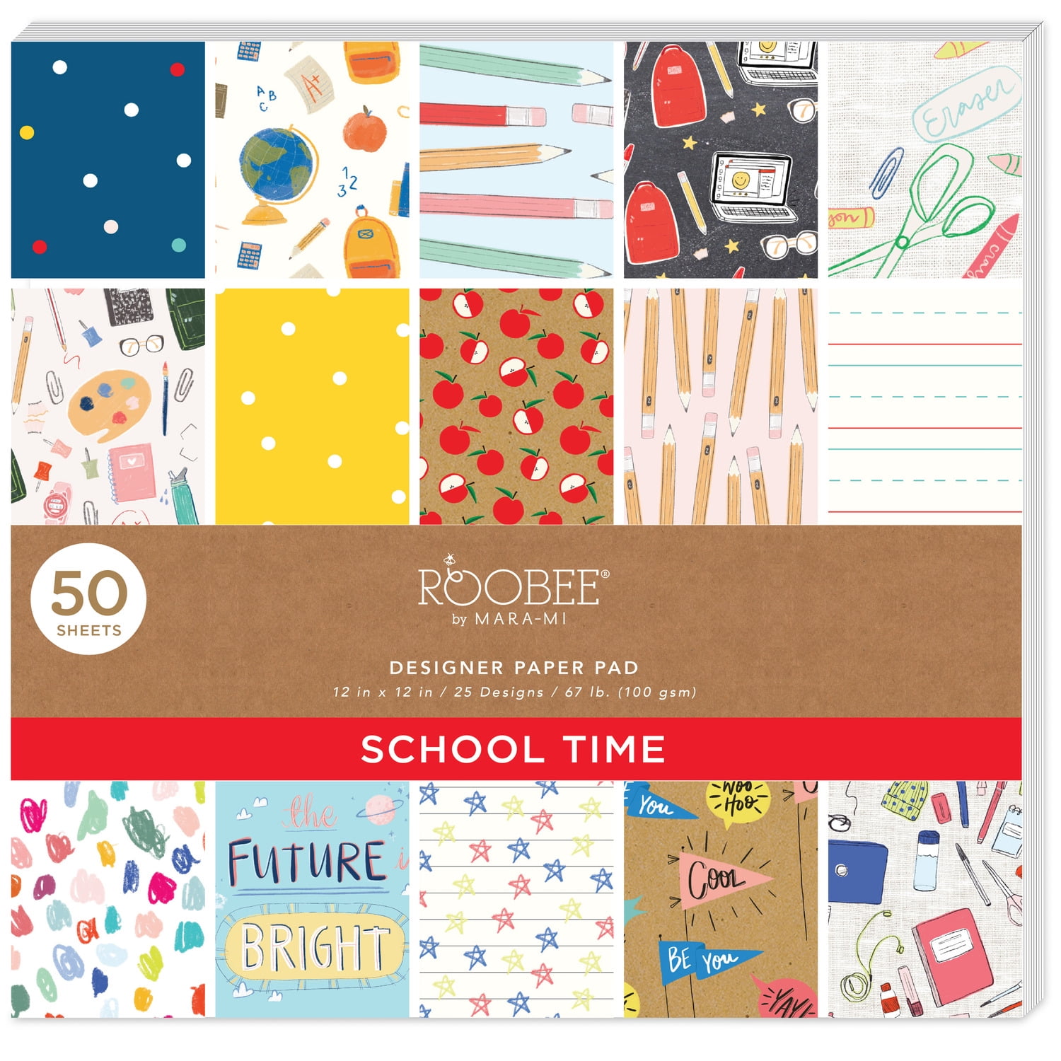 Roobee by Mara Mi School Paper Pad 12" x 12" - 24 lb/ 100 GSM, 50 sheets