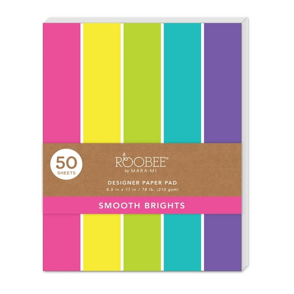 Roobee by Mara-Mi Smooth Bright Multicolor Cardstock Paper 8.5" x 11," 200GSM, 50 Count New