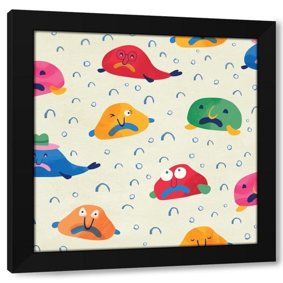 Roochita Chachra 15x15 Black Modern Wood Framed Wall Art Titled - Blob Fish CL01