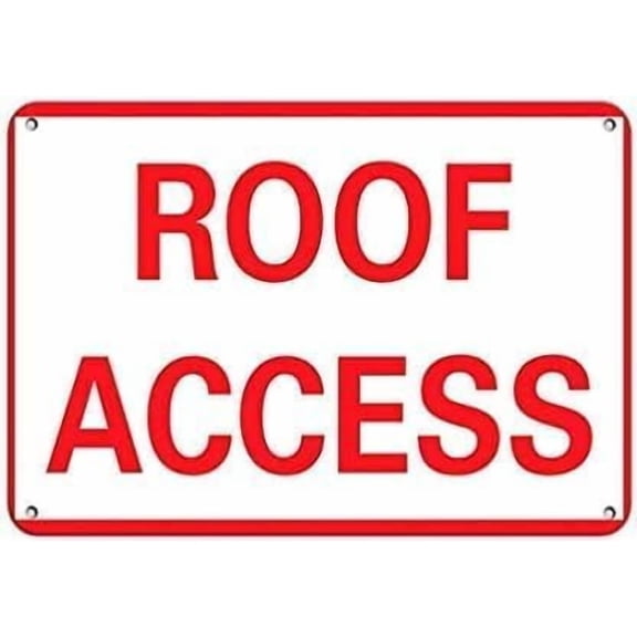 Roof Access Aluminum Metal Tin Warning Sign, Rustic Workshop Decor for Business Industrial Building Rooftops, Rooftop Safety Sign, 8x12 Inch