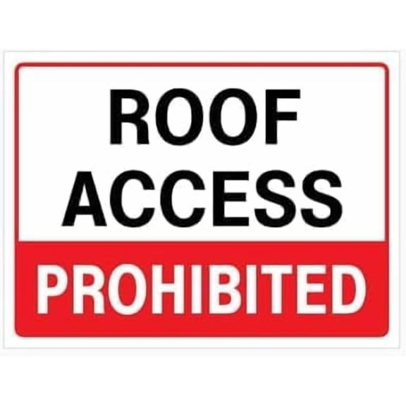 Roof Access Prohibited Prohibition Metal Tin Sign, Industrial Commercial Safety Warning Plaque for Buildings Rooftops, 8x12 Inch For Home Wall Art Decor Metal Tin Sign