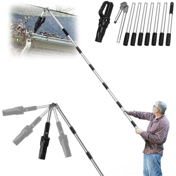 Roof Gutter Cleaning Tools from The Ground, 111" Small Leaf Blower Cordless, Rechargeable Gutter Blower Extension Attachment Kit for Gutters Cleaning, Lightweight Hand Blower Yard (Charger Included)