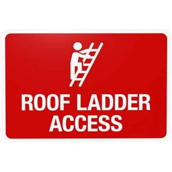 Roof Ladder Access with Man Climbing Picture Warning Sign, Door Security Metal Signs for Home Business Outdoor Indoor Road Yard Garage Street Wall Safety Caution Custom Decor 12 x 8 Inch