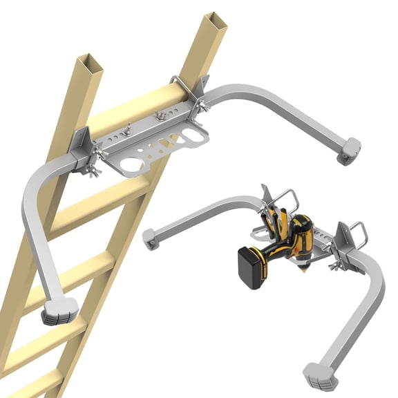 Roof Ladder Hook, 2 Pack Ladder Stabilizer, Heavy Duty Steel 500 Lbs Weight Ratin, Roof Ridge Extension with Wheel for Safe and Easy Access