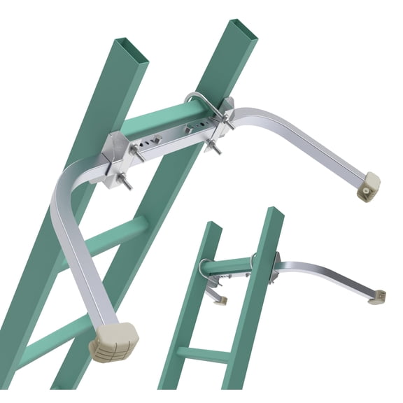 Roof Ladder Hook, 2 Pack Ladder Stabilizer, Heavy Duty Steel 500 Lbs Weight Ratin, Roof Ridge Extension with Wheel for Safe and Easy Access