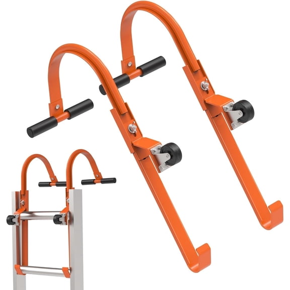 Roof Ladder Hook, Roof Ladder Stabilizer, Easy Climbing on Steep Roofs, Wheeled Rubber Anti-Slip T-Bar, Prevents Damage, Load Capacity 500 Pounds