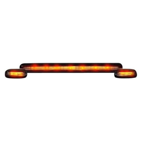 Roof Lights Clear Lens Black Bases Amber LED for 2007-2013 Silverado & Sierra 2500 - 3500 - 3 Piece