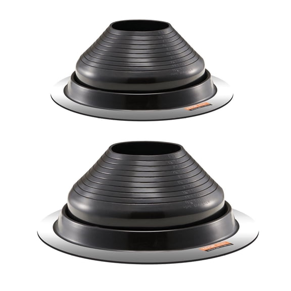 Roof Pipe Flashing Boots 2-Pack - 6-11 Inch Pipe - High Temp EPDM - Metal Roof Leak Seal - Black Flexible Vent Boot for Chimneys & Vents