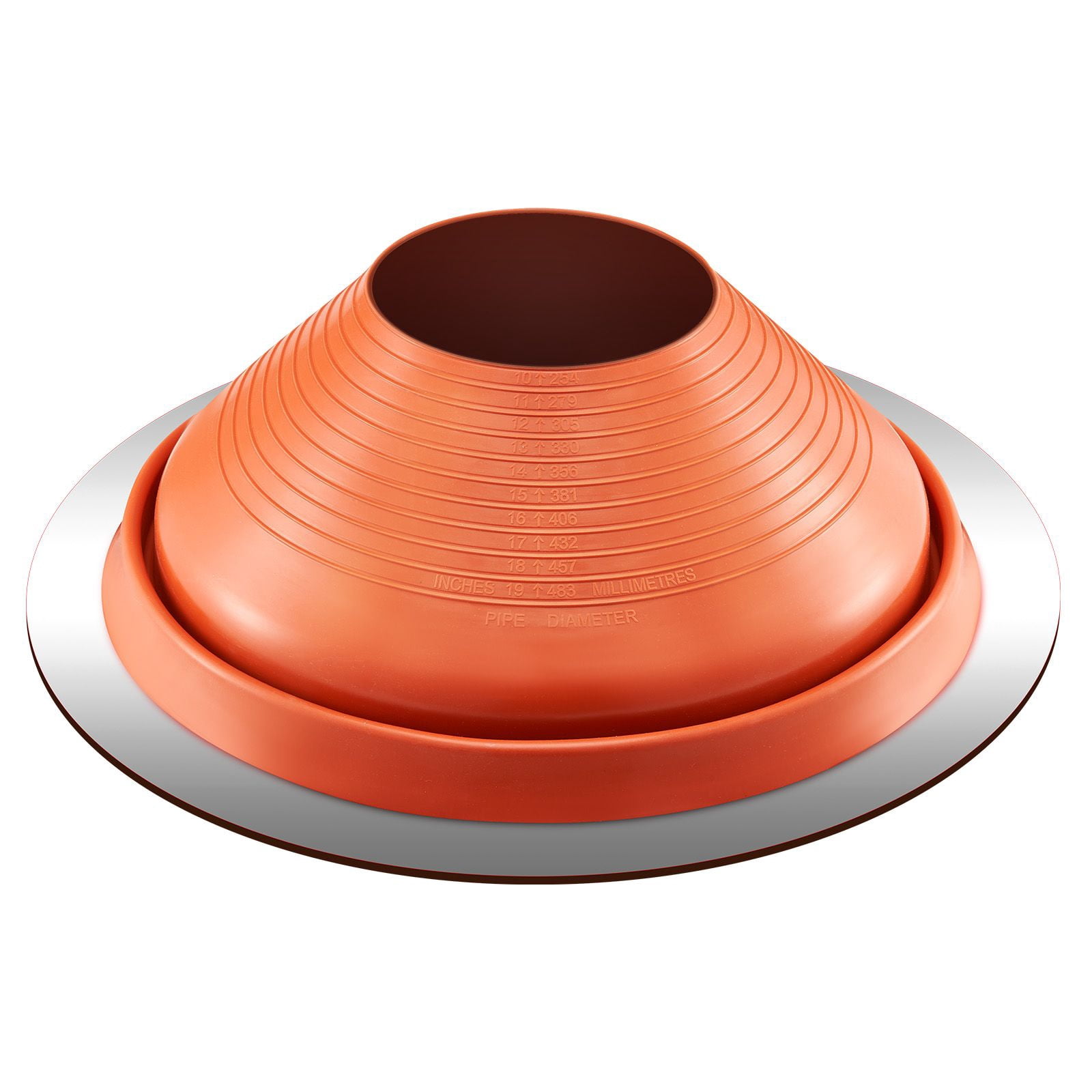 Roof Pipe Flashing Kit, 1 Pack Red Silicone Round Boot, 25.4 x 7.9", Fits Pipe OD 10" to 19", Aluminum Base, for Metal & Wood Roofs, Chimneys & Vents