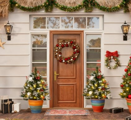 2.5ft Battery-Operated Prelit Christmas Tree 70 Tips 24 LED Lights Berries Pine Cones Tripod Stake Outdoor Decor