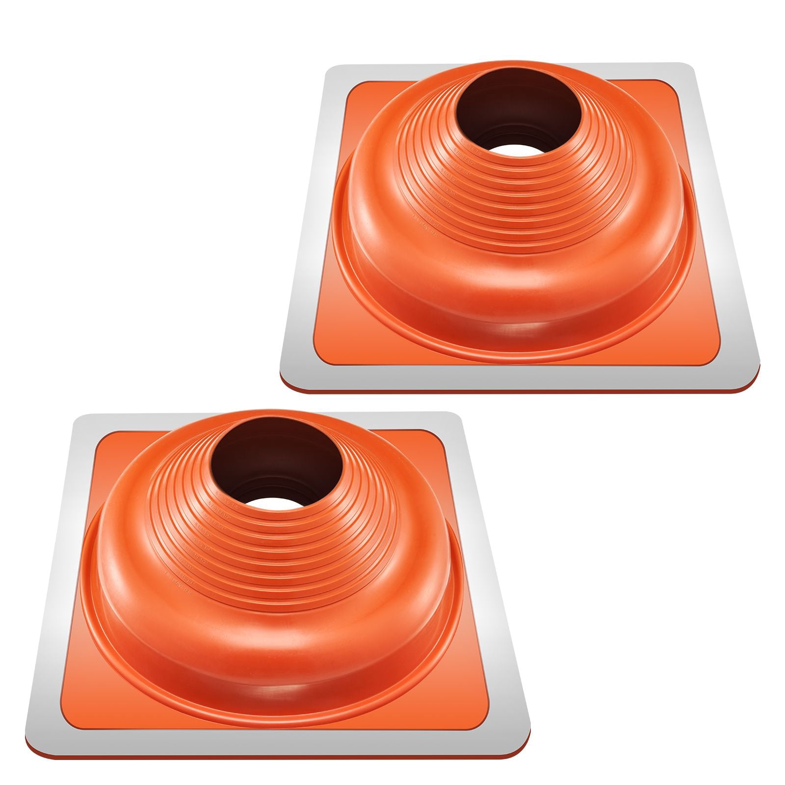 Roof Pipe Flashing Kit, 2 Pack Red Silicone Square Boots, 17.5 x 17.5 x 5.9", Fits Pipe OD 6-1/4" to 11-3/4", Aluminum Base, for Metal & Wood Roofs