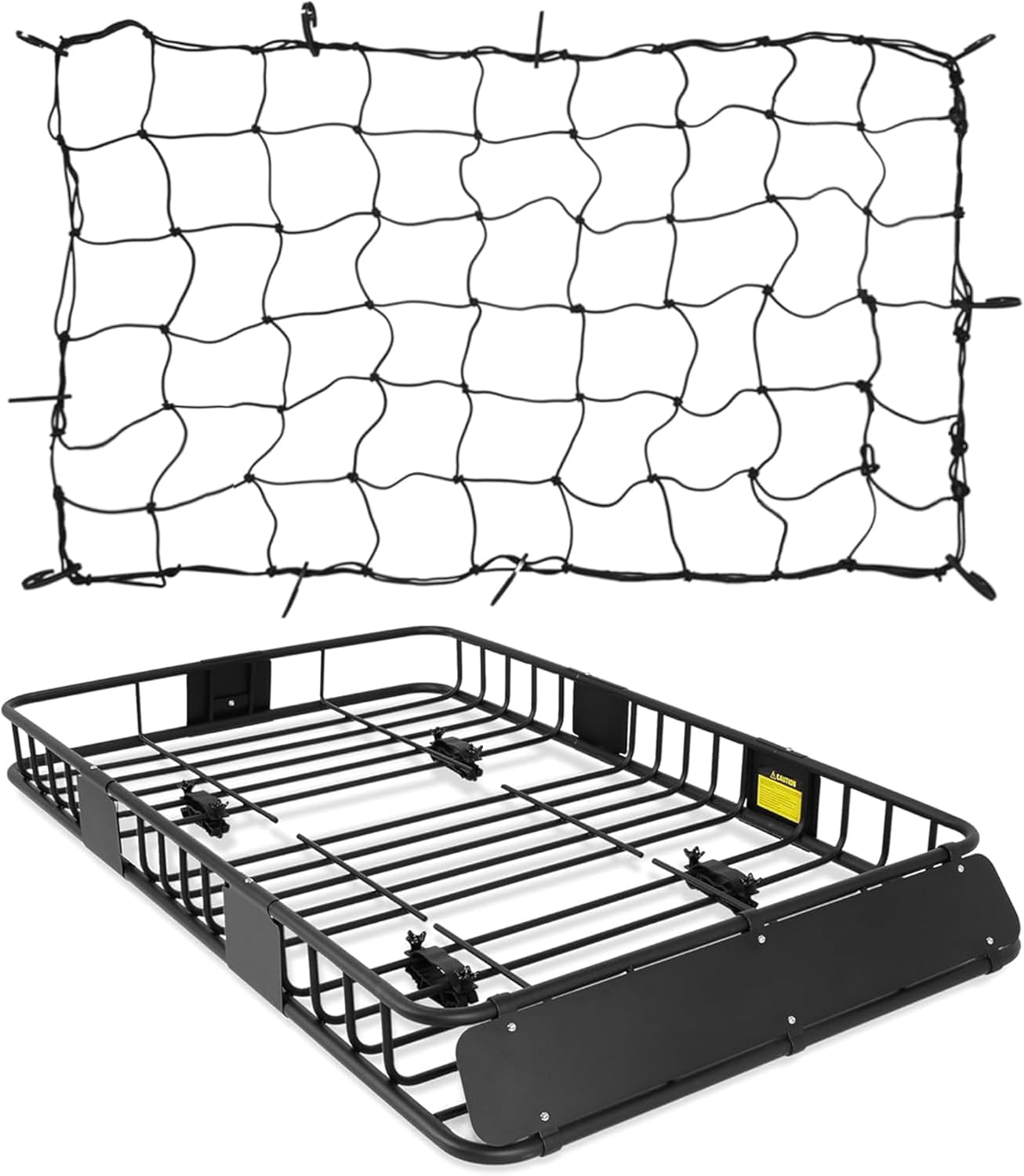 Roof Rack Basket With Net, Rooftop Steel Roof Rack, Cargo Carrier with 250 Lbs Capacity,Extension Black Car Top Luggage Holder 64"x 39" Universal for SUV/ Wagon / Seden