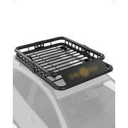 Roof Rack Cargo Basket, Rooftop Cargo Carrier, 1-1/4'' Receiver, 300lb Capacity Steel Construction, Heavy-Duty Universal Roof Rack Basket, Luggage Holder for SUV, Truck, Vehicle