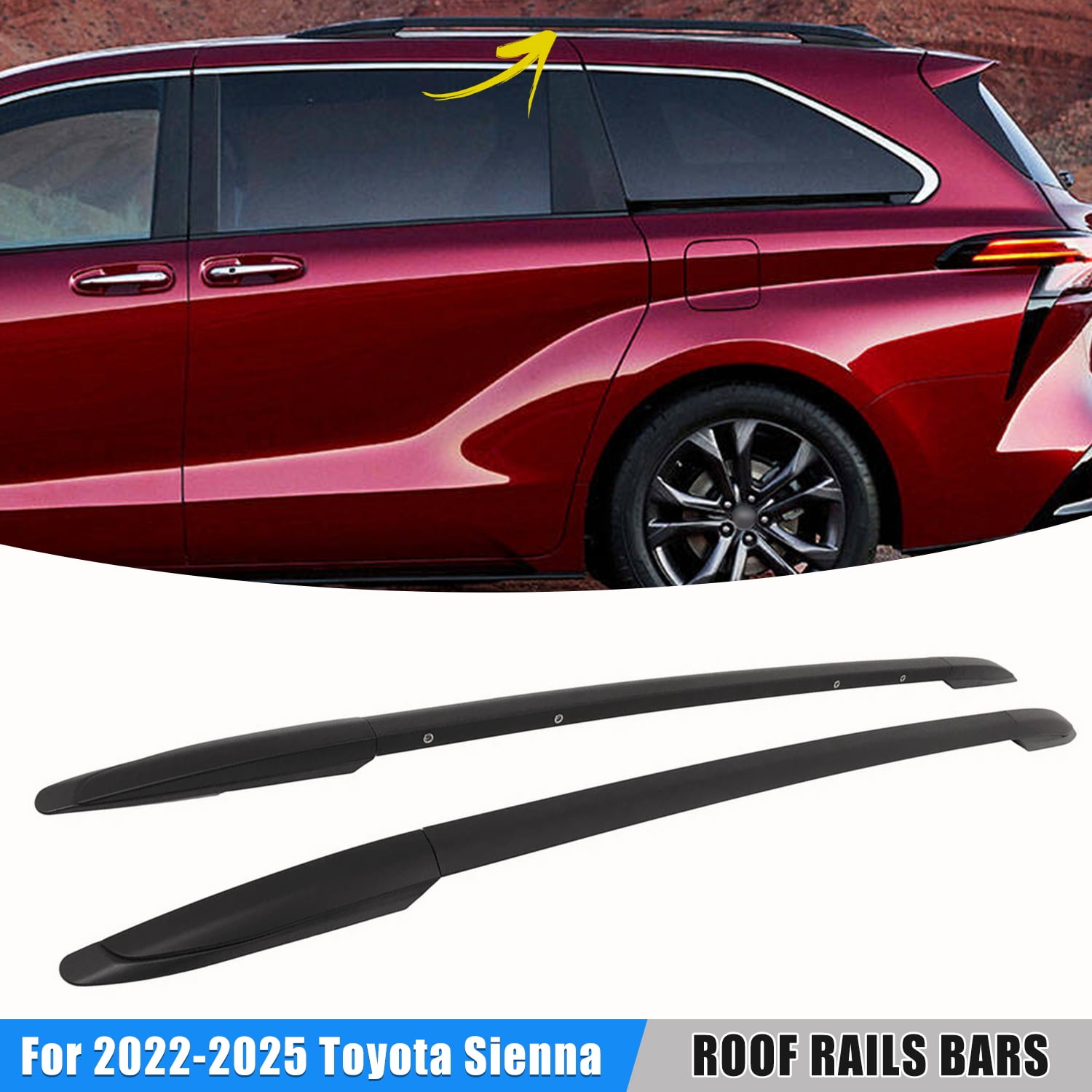 Toyota Vans Rails Roof Rack Cross Bars Compatible with Toyota Sienna 2022-2025, Aluminum ...