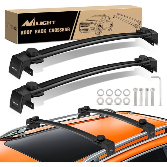 Roof Rack Cross Bars Fit for Jeep Compass MP 2017 2018 2019 2020 2021 with Raised & Flush Rails Fixed Point,Adjustable Aluminum Car Crossbars for Cargo Carrier Luggage Box Kayak Tent Snowboard