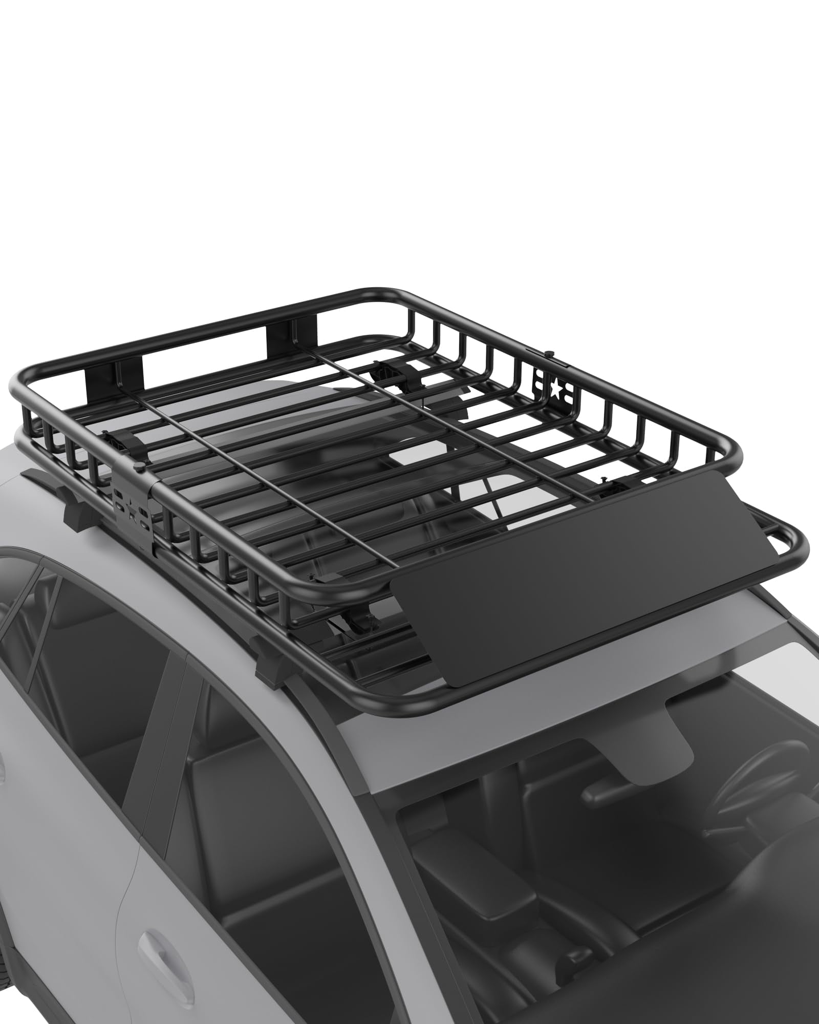 Roof Rack Rooftop Cargo Carrier Steel Basket, 200lbs Heavy Duty Motoring Roof Rack, Top Mount Universal Rack Carrier for SUV, Truck, Black Steel