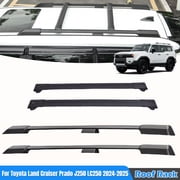 Roof Rack Side Rails + Cross Bars for Toyota Land Cruiser Prado J250 LC250 2024-2025 Easy Installation Black Aluminum Cargo Carrier Rooftop Luggage Rail Crossbars