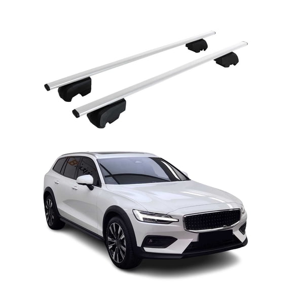 Roof Racks Carrier Cross Bars Iron for Volvo V60 Cross Country 2015-2024 Gray 2x