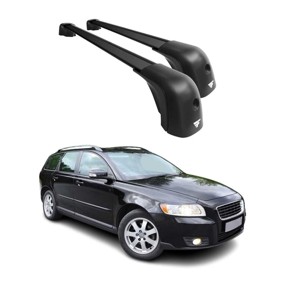 Roof Racks Cross Bars for Volvo V50 2005-2011 Aluminium 220lb Black