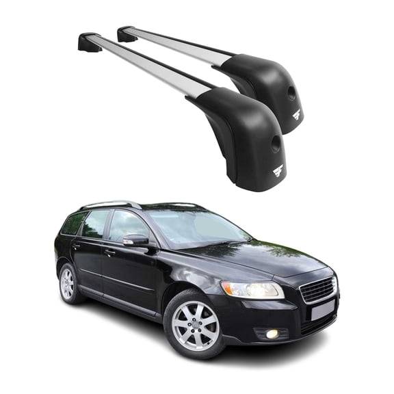 Roof Racks Cross Bars for Volvo V50 2005-2011 Aluminium 220lb Silver