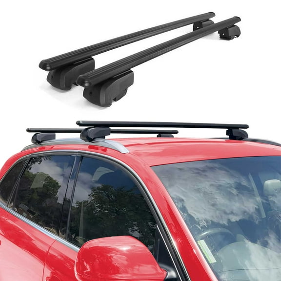 Lockable Roof Rack Cross Bars Carrier for Seat Ibiza Hatchback 2009-2016 Black