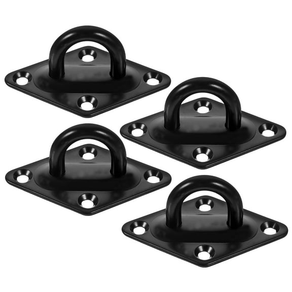 CATIEBYE 4Pcs Stainless Steel Pad Eye Plate Hook for Ceiling Fan Wall Mount U Hooks Black