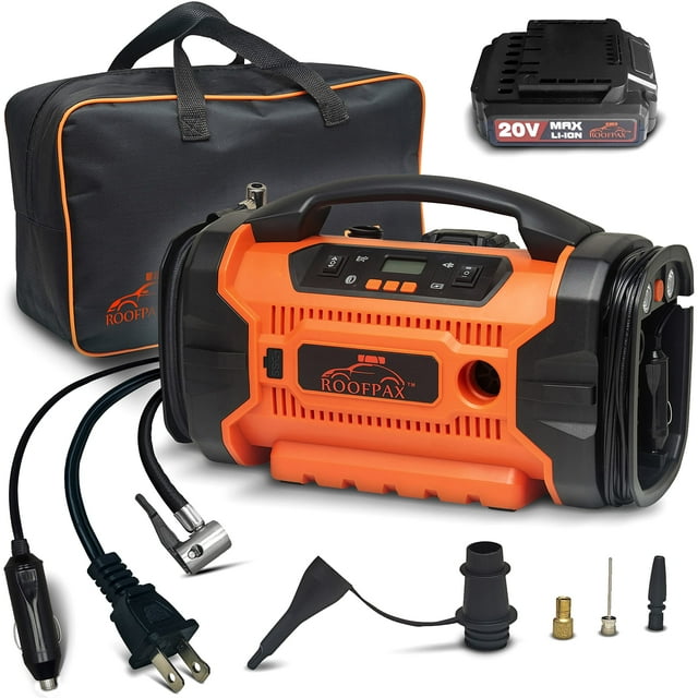 RoofPax Cordless Air Compressor - AC, DC, Battery Powered, Portable ...
