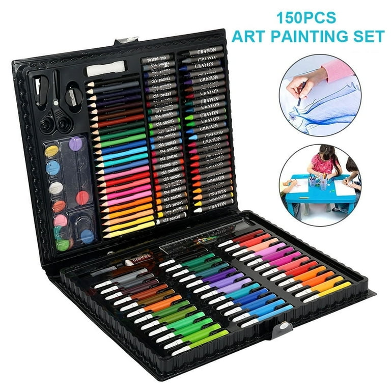 Roofei 150 Pcs Deluxe Kids Art Set Drawing Painting Kit in Portable Case Great Gift Walmart
