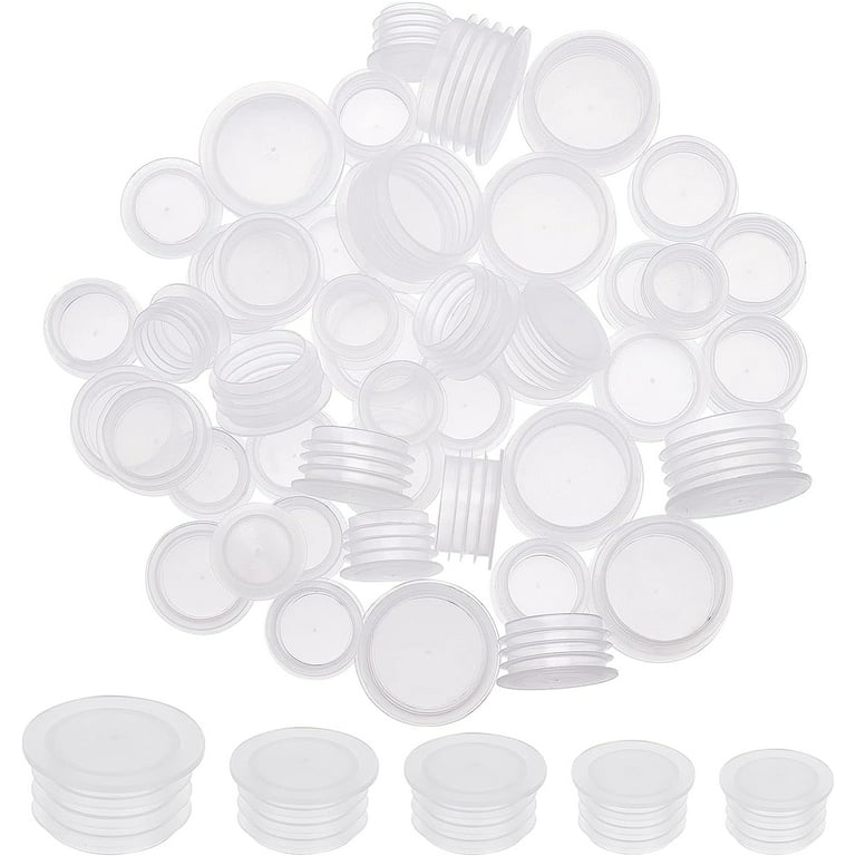 Roofei 50Pcs Salt and Pepper Shaker Stoppers Plastic Salt Shaker Plug  Stopper 1/2 to 7/8 Inch Replacement Plug Bottle Caps Reusable Clear Round  End