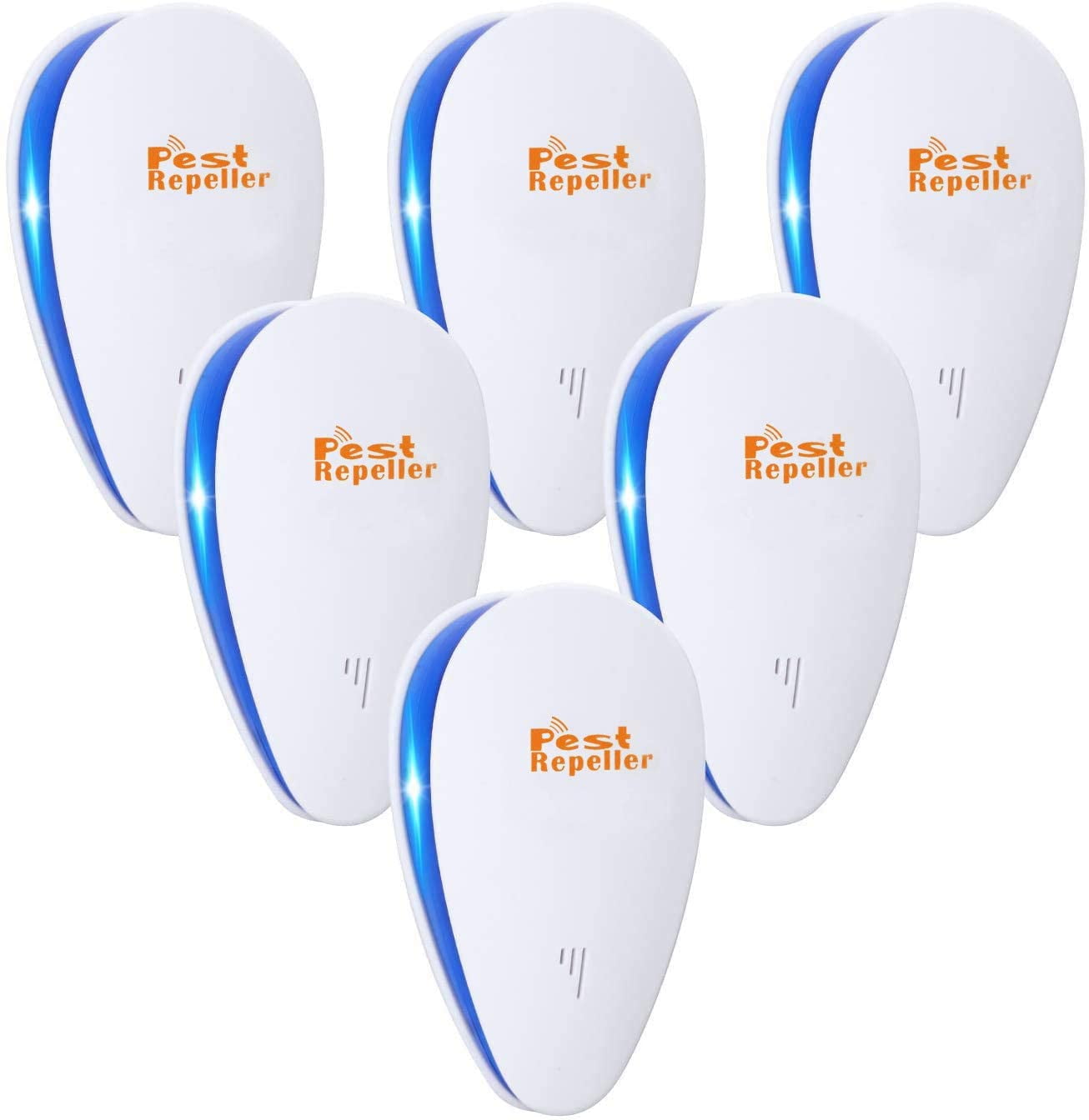Roofei 6Pcs Ultrasonic Pest Repeller, Electronic Plug in Repellent Indoor for Flea, Insects, Mosquitoes, Mice, Spiders, Ants, Rats, Roaches, Bugs-White