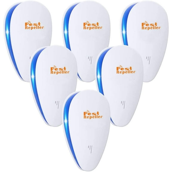 Roofei 6Pcs Ultrasonic Pest Repeller, Electronic Plug in Repellent Indoor for Flea, Insects, Mosquitoes, Mice, Spiders, Ants, Rats, Roaches, Bugs-White
