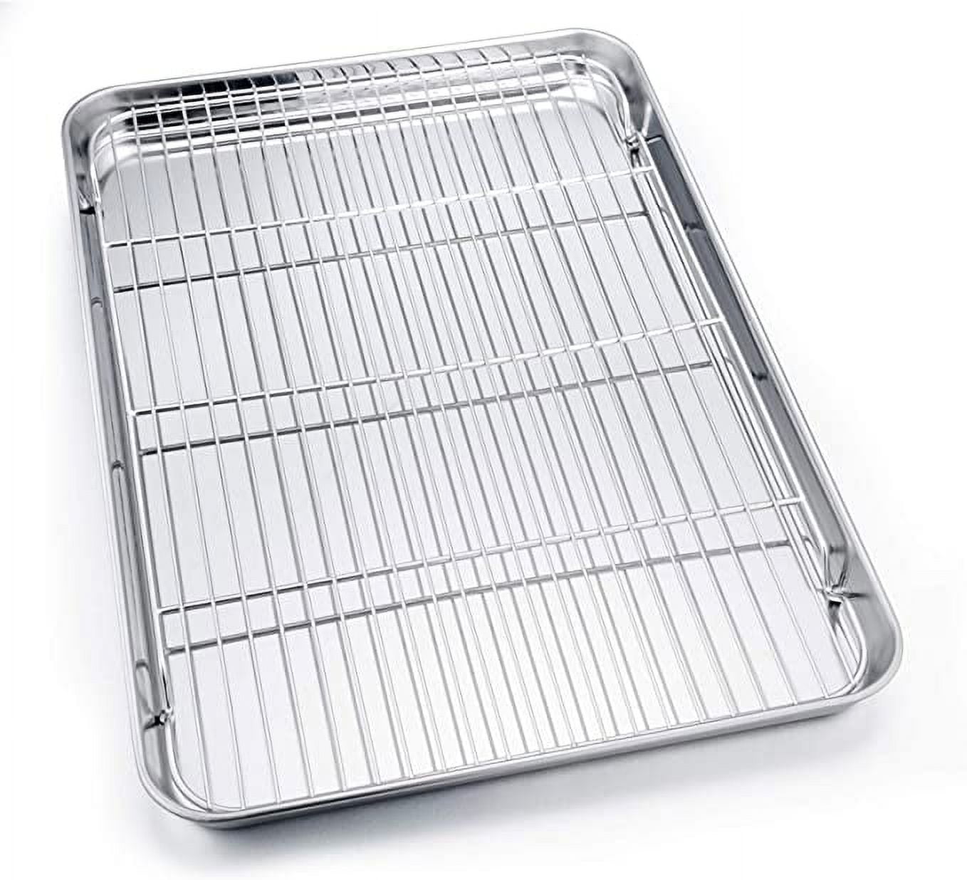 Roofei Stainless Steel Baking Sheet Pan Toaster Oven Tray Rectangle Small  Size 9.1''x6.8''x1'' Non Toxic & Healthy, Mirror Finish & Easy Clean