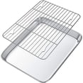 thumbnail image 1 of Roofei Baking Sheet with Rack Set, Stainless Steel Sheet Baking Pans with Cooling Rack（12.4''x9.6''x1''）Non Toxic & Healthy, Rust Free & Heavy Duty 2 Pieces, 1 of 8
