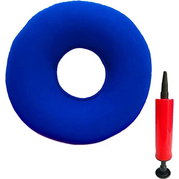 Roofei Cushion Seat, Donut Pillow Hemorrhoid Seat Pillow, Inflatable Ring Cushion with A Pump Wheelchairs Seat Cushion(15" Dark blue)