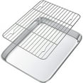 thumbnail image 1 of Roofei Extra Large Cookie Sheets & Wire Rack Set [1 Baking Sheet + 1 Roast Rack] Stainless Steel Small Baking Sheets with Cooling Racks, Size 16 x 12 x 1 Inch, Nonstick, Heavy Duty & Dishwasher Safe, 1 of 8