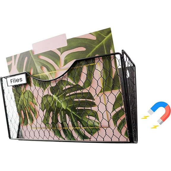 MODANU Super Strong Magnetic File Holder for File Cabinets-13.9inch Magnetic Paper Holder That Holds Up To 8.8 Lbs (4kgs) It Is A Magnetic Organizer As Well As A Magnetic Folder Holder, Black