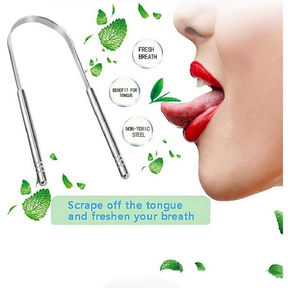 Roofei Tongue Scraper 2 Pack Professional Stainless Steel Metal Tongue Scraper Cleaner for Adults, Kids - 100% Cure Bad Breath - Built To Last