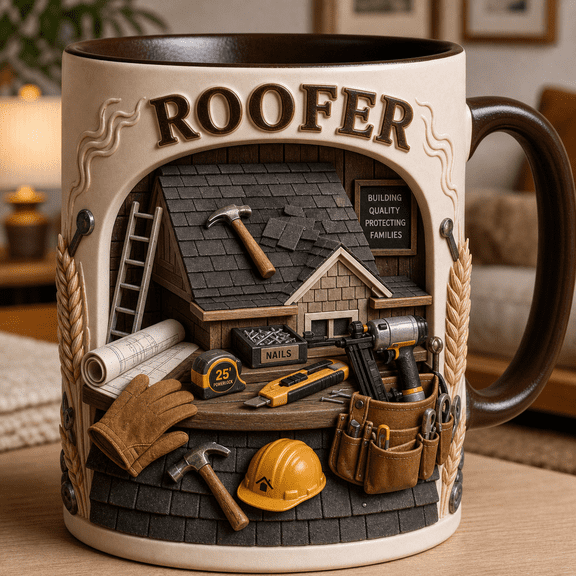 Roofer Coffee Mug Personalized Construction Gift for Dad, Custom Coffee Lover Cup