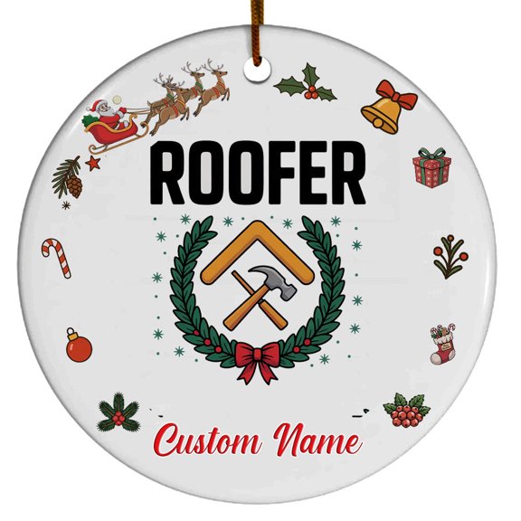 Roofer Ornament Customizable Ornament for Loved Ones, Coworkers, Friends or Family, Christmas 2025 Holiday Tree Decoration