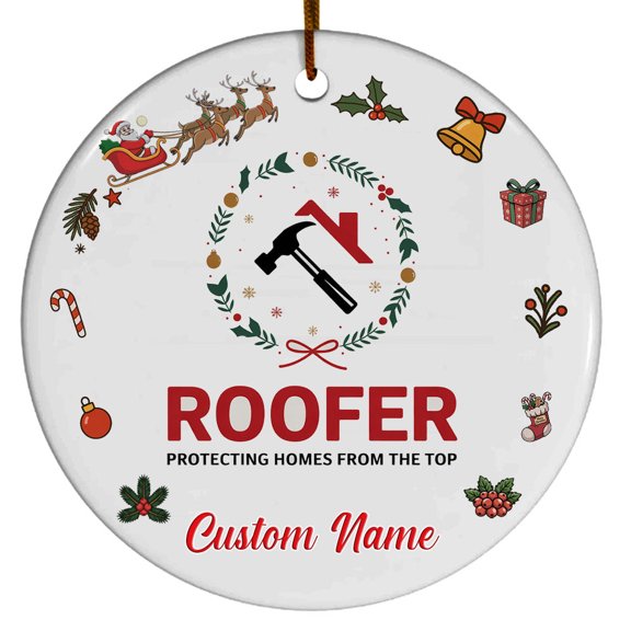 Roofer Ornament  Holiday Ornament Gift with Custom Text for Family, Friends, Colleagues, Christmas 2025 Tree Keepsake