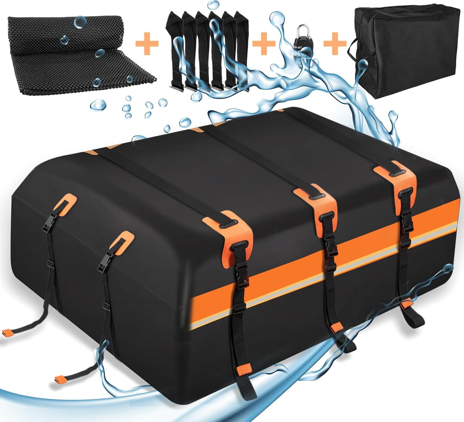 Rooftop Cargo Bag, Rooftop Cargo Carrier Bag, Car Roof Cargo Carrier Bag, Waterproof 26 Cubic Ft Car Roof Top Cargo Carriers, for All Cars with/Without Rack, Car Roof Bag, SUV Rooftop Cargo