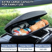 Rooftop Cargo Box Carrier,Dual-Side Opening Roof Mount Travel Luggage Storage Capacity,165Lbs Weight Capacity with Secure Straps&Keys